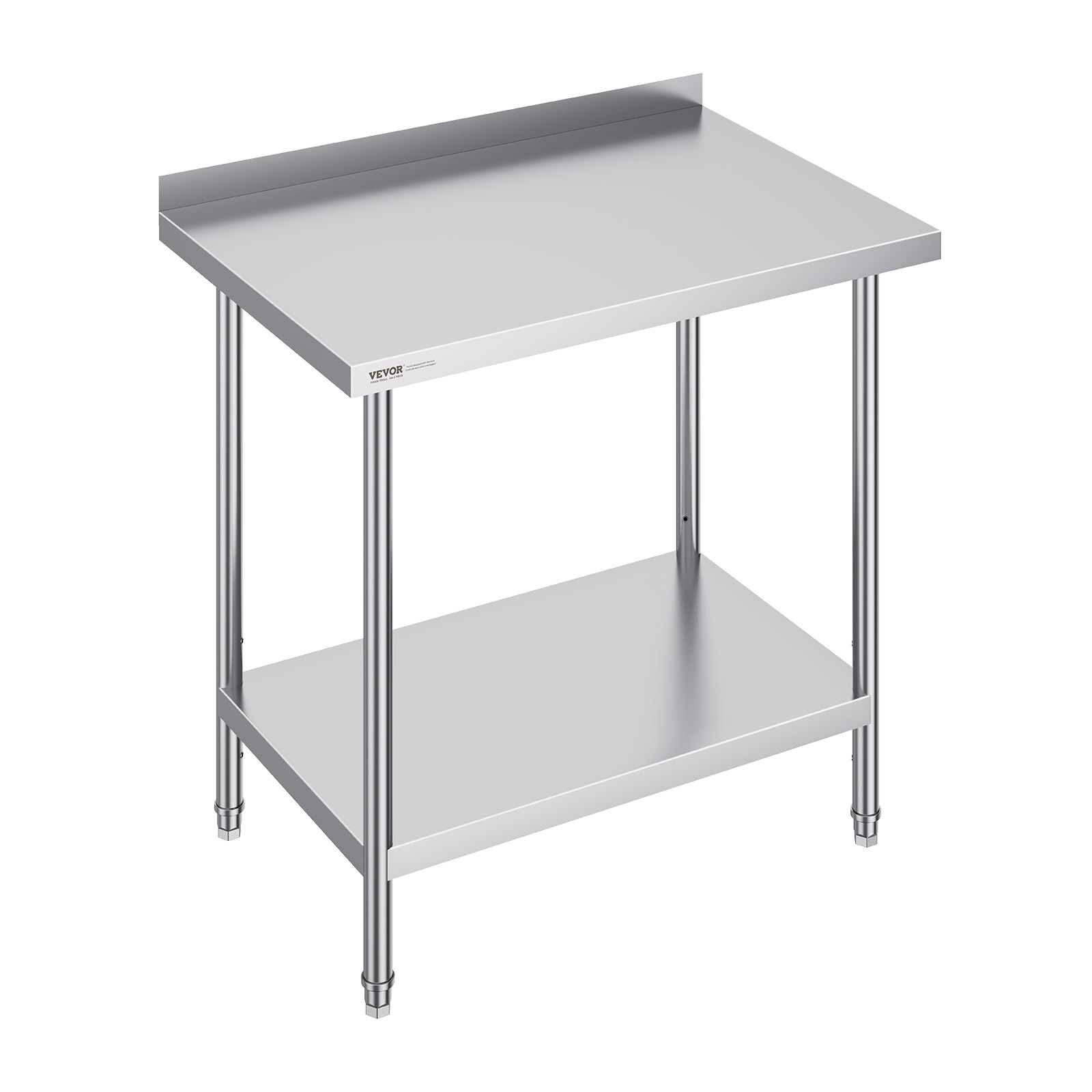 VEVOR stainless steel work table, commercial work table for food preparation, robust metal work table with adjustable height for restaurants, homes and hotels, 610 x 914 x 914 mm