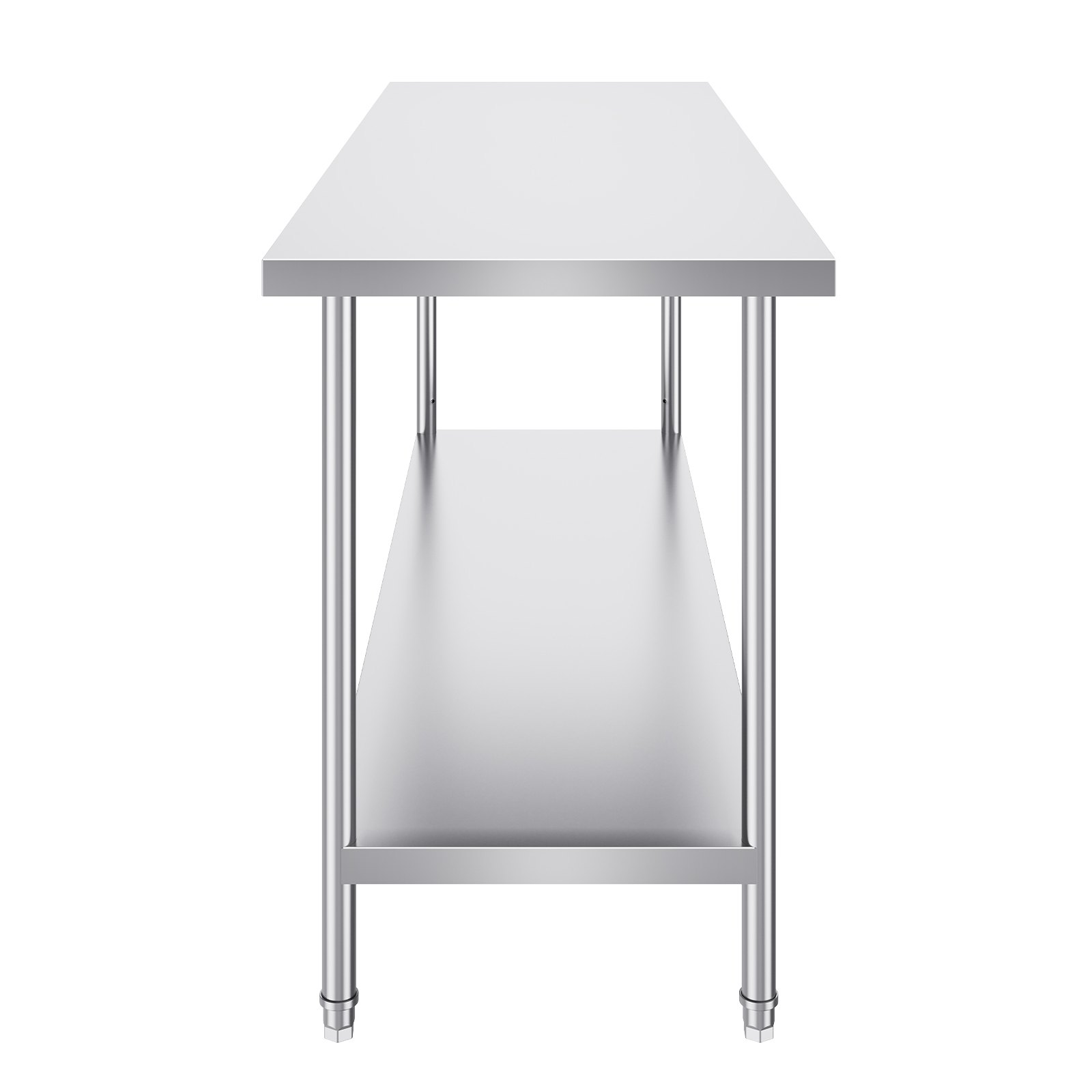 VEVOR Stainless Steel Preparation Table, Robust Metal Worktable with 3 Adjustable Height Levels, Commercial Workstation for Kitchen, Garage, Restaurant, Backyard 610 x 1829 x 864 mm