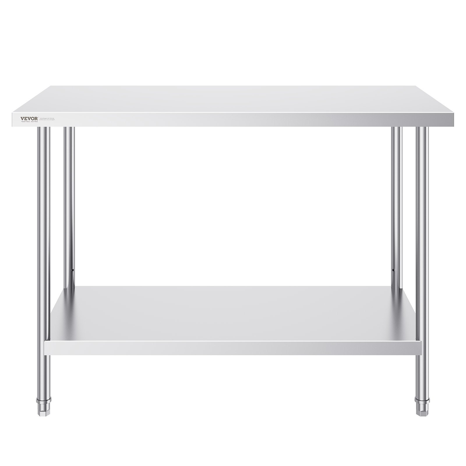 VEVOR Tavolo da Lavoro in Acciaio Inossidabile  610 x 1219 x 864 mm, 3 Livelli di Altezza Regolabili, Tavolo Resistente per Preparazione Alimenti Ristoranti Cucina Commerciale, Argento