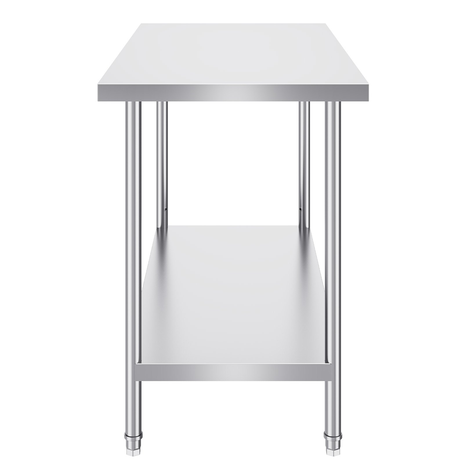 VEVOR Tavolo da Lavoro in Acciaio Inossidabile  610 x 1219 x 864 mm, 3 Livelli di Altezza Regolabili, Tavolo Resistente per Preparazione Alimenti Ristoranti Cucina Commerciale, Argento