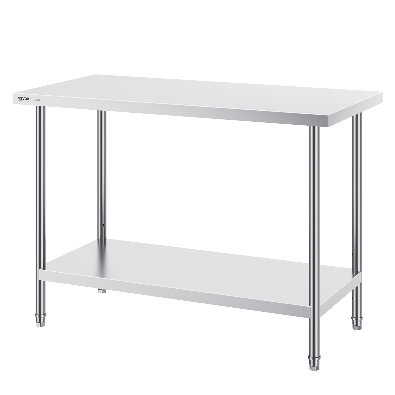 VEVOR Tavolo da Lavoro in Acciaio Inossidabile  610 x 1219 x 864 mm, 3 Livelli di Altezza Regolabili, Tavolo Resistente per Preparazione Alimenti Ristoranti Cucina Commerciale, Argento