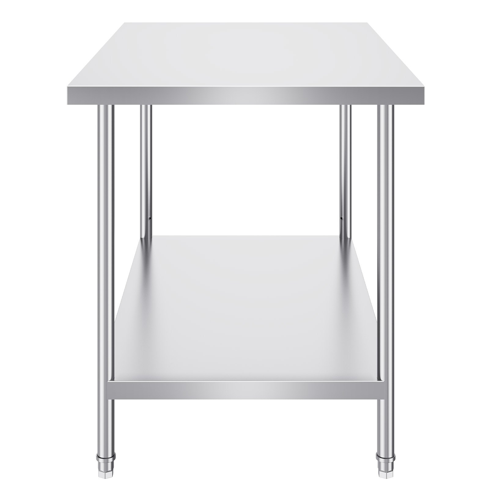 VEVOR Stainless Steel Preparation Table, Metal Work Table with 3 Adjustable Height Levels, Commercial Workstation for Kitchen, Garage, Restaurant, Backyard 762 x 1219 x 864 mm