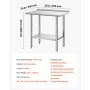 VEVOR Tavolo da Lavoro per Ristorazione in Acciaio Inox Senza Ruote, Tavolo per Preparazione da Cucina 915 x 610 x 894 mm Alzatina, Banco Cucina Ripiano Sotto Portaoggetti 227 kg, Ristorante, Hotel