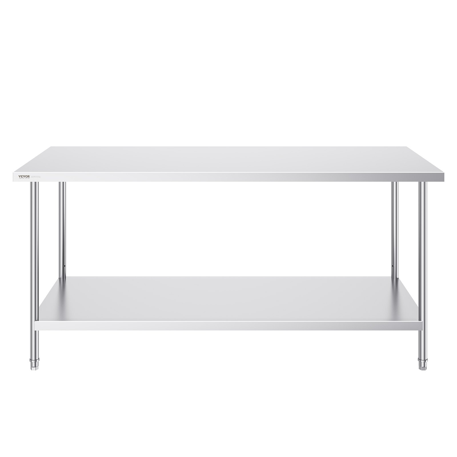 VEVOR Tavolo da Lavoro in Acciaio Inossidabile 762 x 1829 x 864 mm, 3 Livelli di Altezza Regolabili, Tavolo Resistente per Preparazione Alimenti Ristoranti Cucina Commerciale, Argento