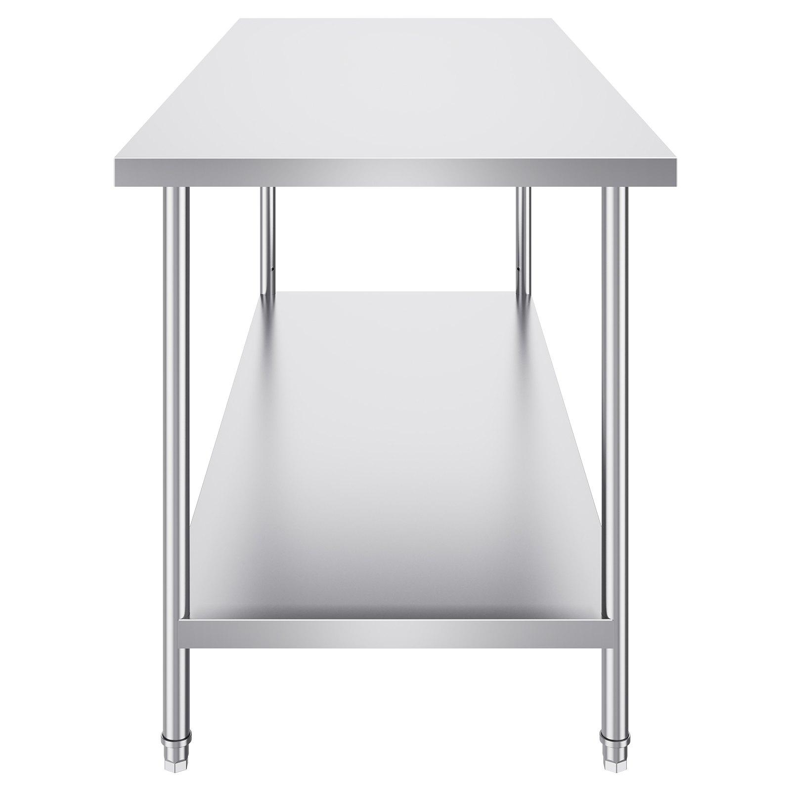 VEVOR Tavolo da Lavoro in Acciaio Inossidabile 762 x 1829 x 864 mm, 3 Livelli di Altezza Regolabili, Tavolo Resistente per Preparazione Alimenti Ristoranti Cucina Commerciale, Argento