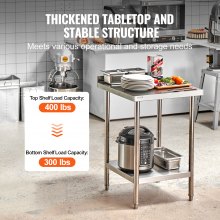 VEVOR Tavolo da Lavoro in Acciaio Inossidabile 610 x 610 mm per Ristorante