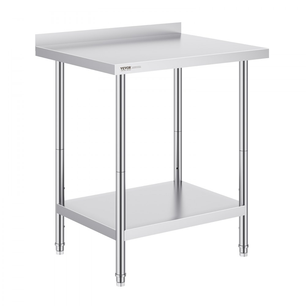 VEVOR stainless steel work table, commercial work table for food preparation, robust work table with adjustable height for restaurants, homes and hotels, preparation table 610 x 762 x 914 mm