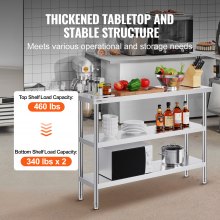 VEVOR Tavolo da Lavoro da Cucina Commerciale 356 x 1219 mm per Barbecue Casa