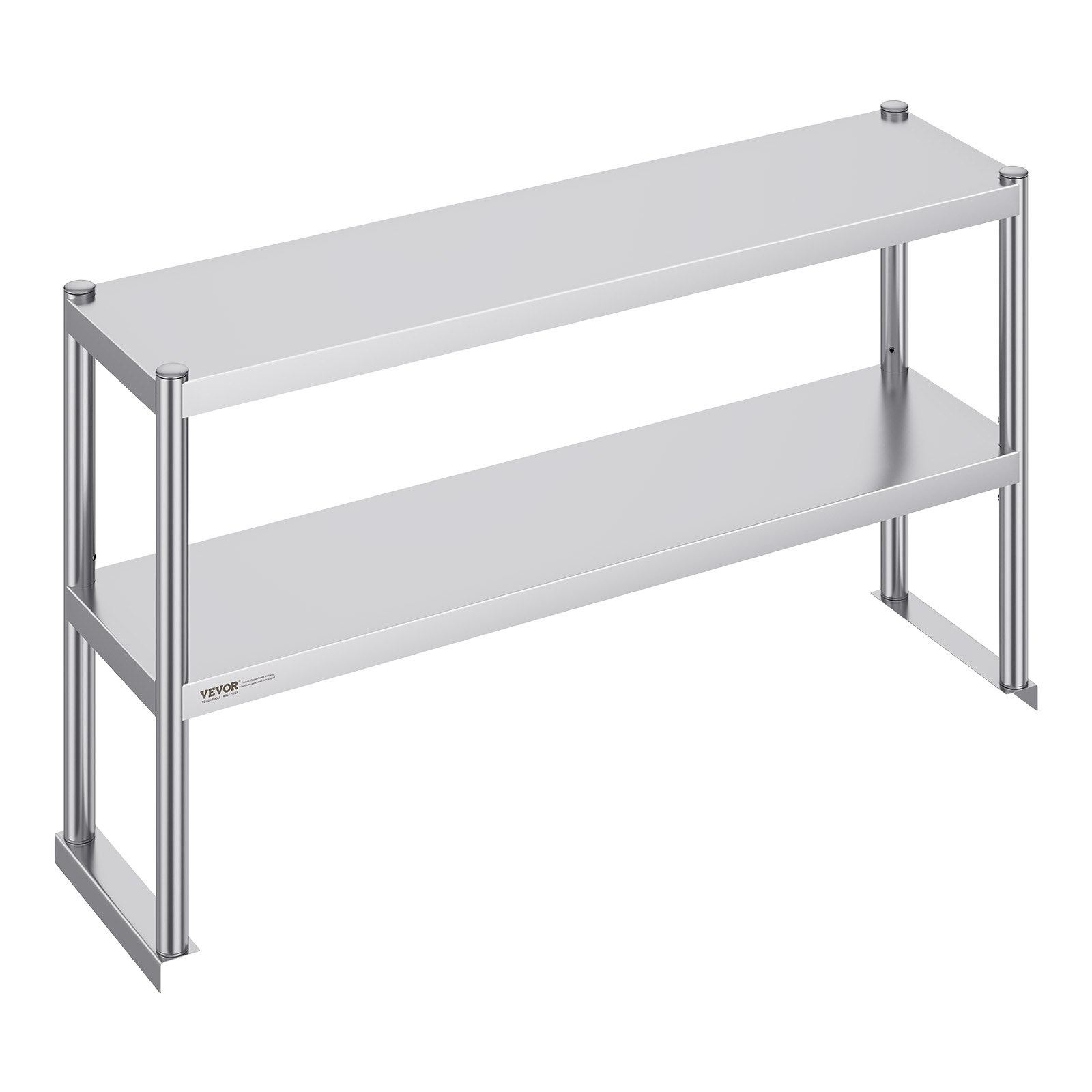 VEVOR Scaffale a Doppio Piano 305 x 1219 x 600 mm Scaffale in Acciaio Inossidabile a Doppio Livello,  Altezza Regolabile, Tavolo da Lavoro di Preparazione per Scaffale per Cucina, Ristorante, Officina