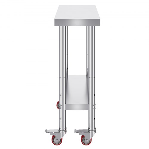 VEVOR Tavolo da Lavoro in Acciaio Inox Piano di Lavoro per Cucina 76x30x86cm Piano di Lavoro Professionale a 4 Ruote per La Preparazione di Alimenti