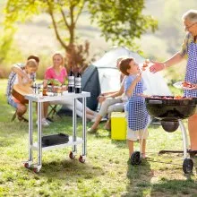VEVOR Tavolo da Lavoro in Acciaio Inox Piano di Lavoro per Cucina 76x30x86cm Piano di Lavoro Professionale a 4 Ruote per La Preparazione di Alimenti