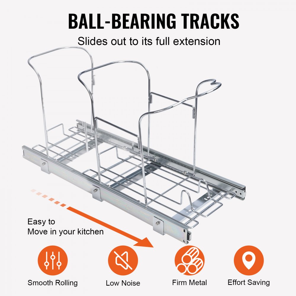 VEVOR Pattumiera Estensibile da Cucina Bidone Singolo Capienza 29 L, Pattumiera da Cucina Sottopiano Guida, Maniglia Kit Montaggio su Porta, Pattumiera per Riciclaggio Rifiuti da Cucina Sottolavello
