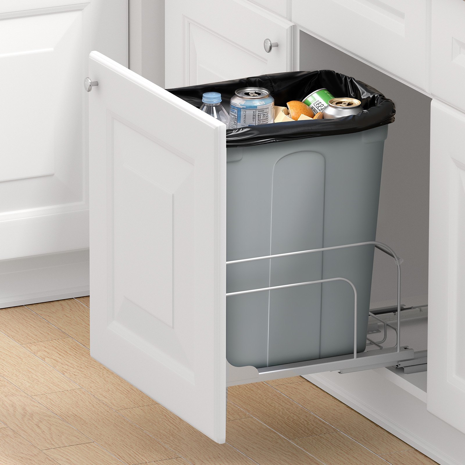 VEVOR Pattumiera Estraibile per Mobili da Cucina, Contenitore per la Raccolta Differenziata dei Rifiuti, Contenitore Sottotop, Sistema di Chiusura in Metallo e Kit per Anta, per Lavello ca. 39,8 L