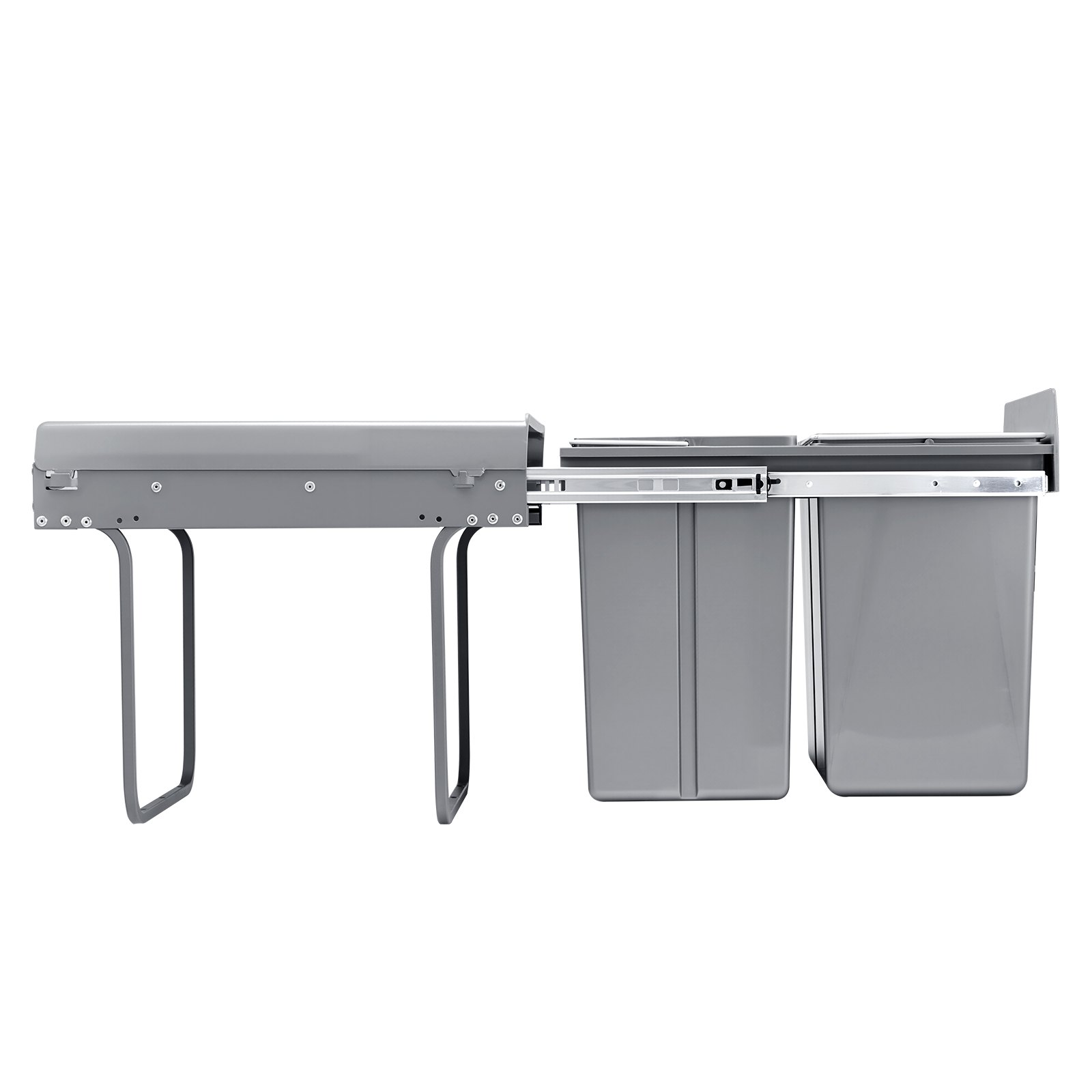 VEVOR Extendable Waste Bin for Kitchen Cabinets (20+10+10 L) Under-Sink Bin, Kitchen Trash Can for Undermount Installation, with Full Extension Metal Sliding System and Handle