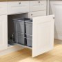VEVOR Pattumiera Estraibile, ca. 30,6 L x 2, Contenitori per Rifiuti da Cucina Sottotop Doppi, Cestino per la Raccolta Differenziata con Kit Porta e Chiusura, per Mobili da Cucina, Lavello, Grigio