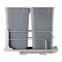 VEVOR Pattumiera Estraibile, ca. 39,8 L x 2, Doppio Contenitori per Rifiuti da Cucina Sottotop, Cestino per la Raccolta Differenziata, con Kit Porta e Chiusura per Mobili da Cucina, Grigio
