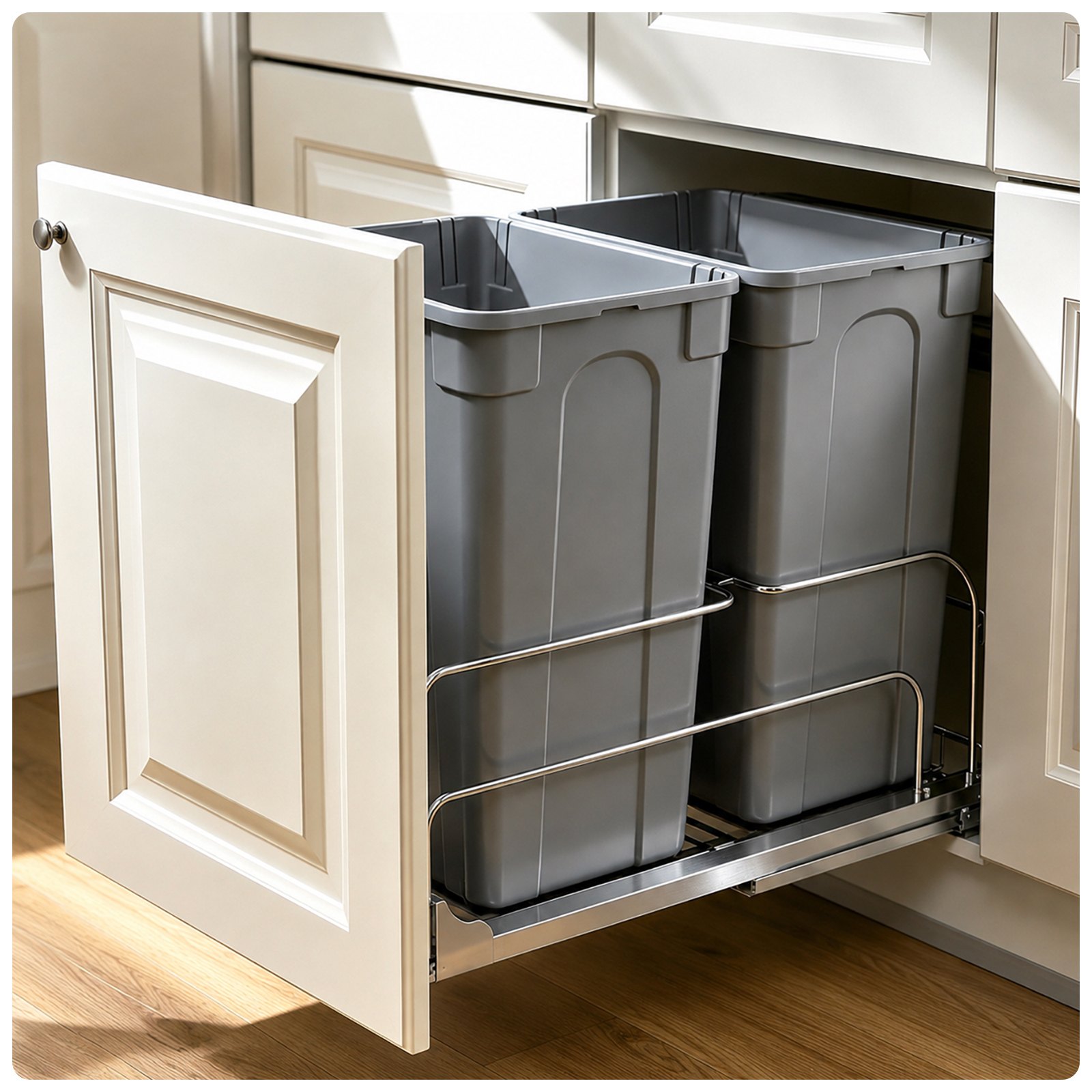 VEVOR Pattumiera Estraibile, ca. 39,8 L x 2, Doppio Contenitori per Rifiuti da Cucina Sottotop, Cestino per la Raccolta Differenziata, con Kit Porta e Chiusura per Mobili da Cucina, Grigio
