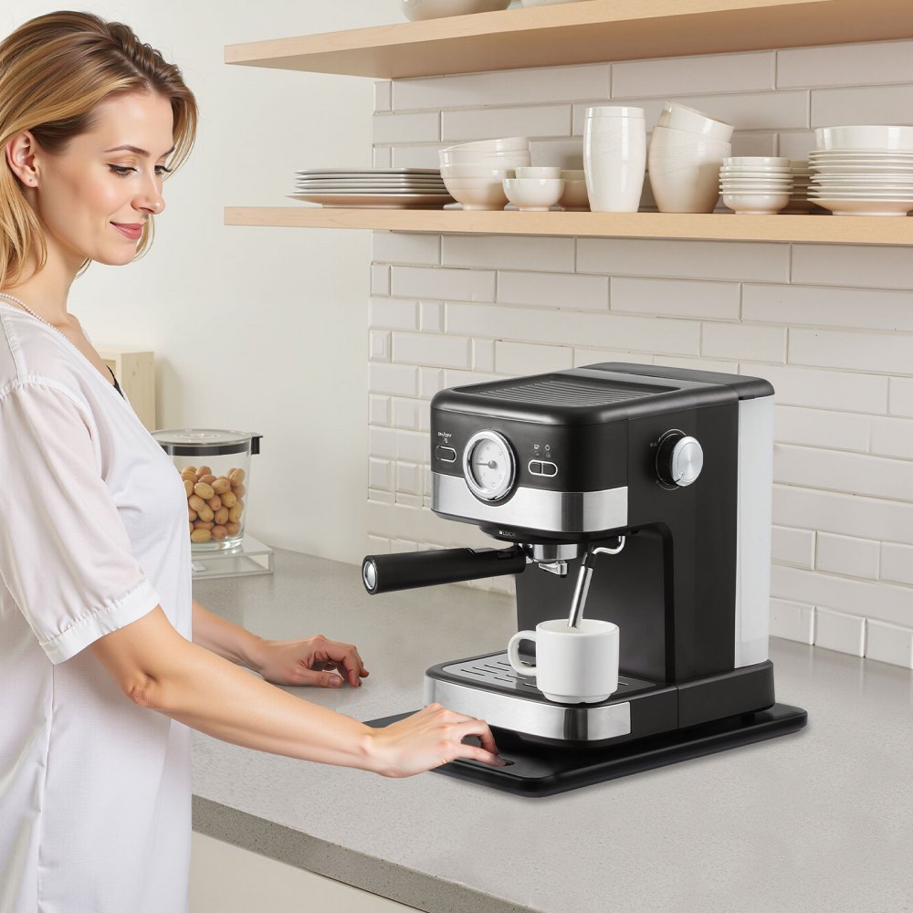 VEVOR Vassoio Scorrevole per Elettrodomestici in Legno, ca. 40 x 30 cm con Ruote in Gomma, Carico max. 18 kg, Vassoio Scorrevole per Macchina da Caffè Miscelatore da Cucina, Piano di Lavoro, Nero