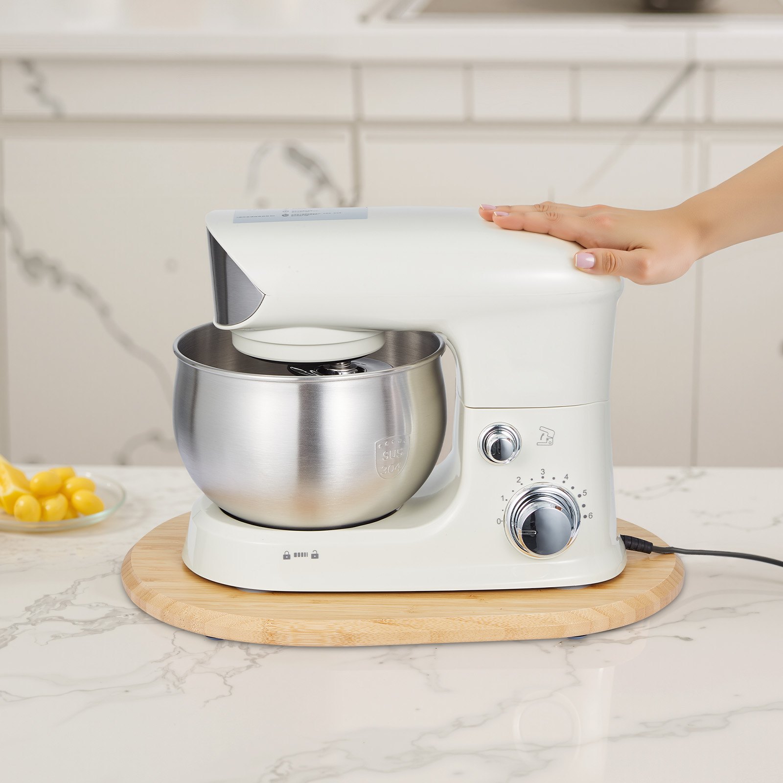 VEVOR Vassoio da Cucina per Elettrodomestici in Legno, ca. 399 x 282 mm Piedini in PTFE, Carico max. 18 kg, Vassoio per Miscelatore Robot da Cucina, Piano da Lavoro, Colore Legno