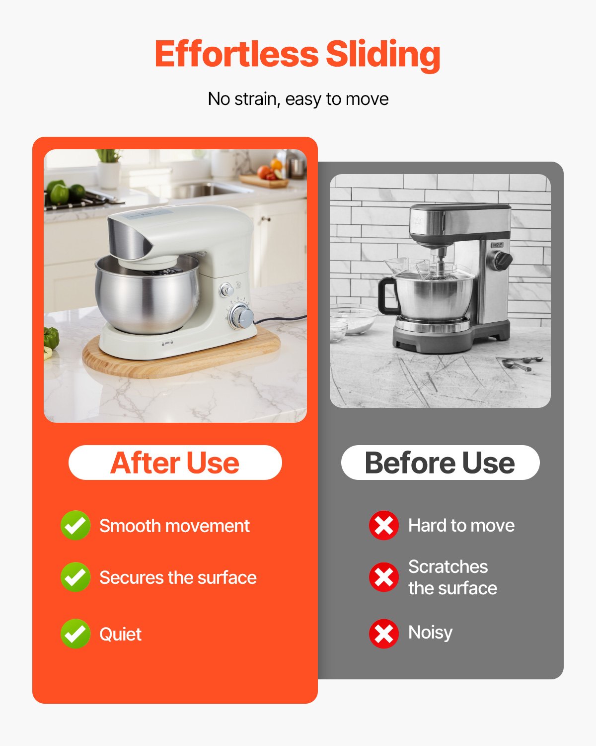 VEVOR oval board, 368x239x23 mm, base compatible with stand mixers, bamboo board with PTFE feet, prevents steam damage to cabinets, sliding tray ideal for food processors