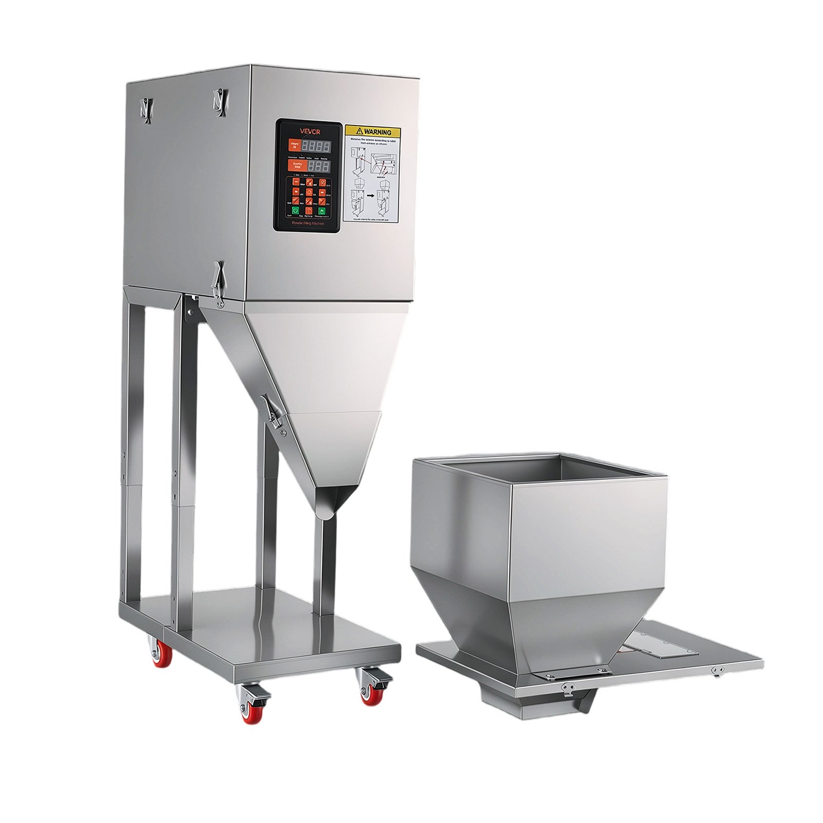 VEVOR Macchina Dosatrice Automatica per Polveri e Granuli 20-3000 g Argento, Dosatore Automatico per Granuli con Pedale in Acciaio Inox, Pesatura Intelligente, per Caffè, Cereali, Tè e Spezie, Argento