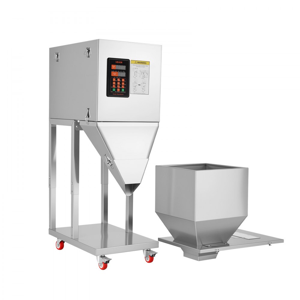VEVOR Macchina Dosatrice Automatica per Polveri e Granuli 20-5000 g Argento, Dosatore Automatico per Granuli con Pedale in Acciaio Inox, Pesatura Intelligente, Alta Precisione, per Caffè, Cereali e Tè