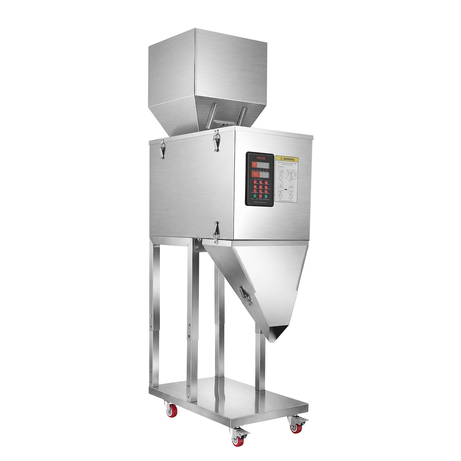 VEVOR Macchina Dosatrice Automatica per Polveri e Granuli 20-5000 g Argento, Dosatore Automatico per Granuli con Pedale in Acciaio Inox, Pesatura Intelligente, Alta Precisione, per Caffè, Cereali e Tè