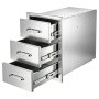 VEVOR Cassetti da Incasso per Cucina da Esterno 57x50,5x35,2 cm 3 Ripiani Mobiletto per Isola Barbecue, Bancone da Giardino, Postazione Griglia, con Manico, Organizzazione Utensili Pentole Accessori