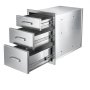 VEVOR Outdoor Kitchen Drawers, 52.1 x 57.1 x 36.8 cm (WxHxD), 3-Tier Access, for BBQ Island Storage, Patio Bars and Grill Station with Handle, Built-In BBQ Island Drawers Organize Cookware Accessories