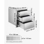VEVOR Cassettiera per Barbecue da Esterno da 46 x 59 x 59 cm Carico di 20 kg, Cassetti per Griglia Tripli in Acciaio Inox con Maniglie, per Cucina da Esterno o Isola per Griglia da Giardino