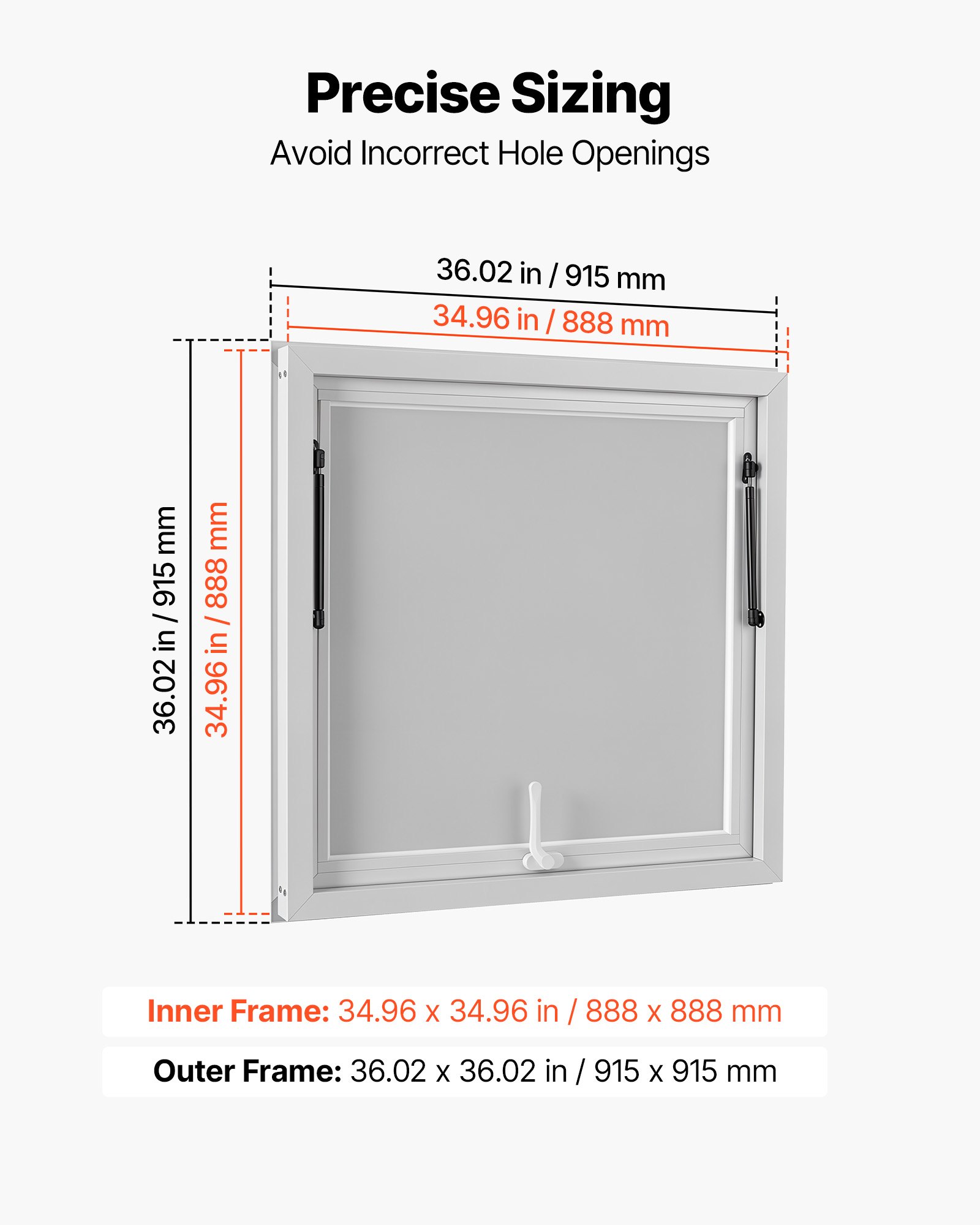 VEVOR Sportello di Servizio per Concessione 915 x 915 mm con Tendalino Telaio in Lega di Alluminio, Finestra Apertura fino a 85 Gradi, Resistente all Pioggia, per Food Truck, Punto di Vendita