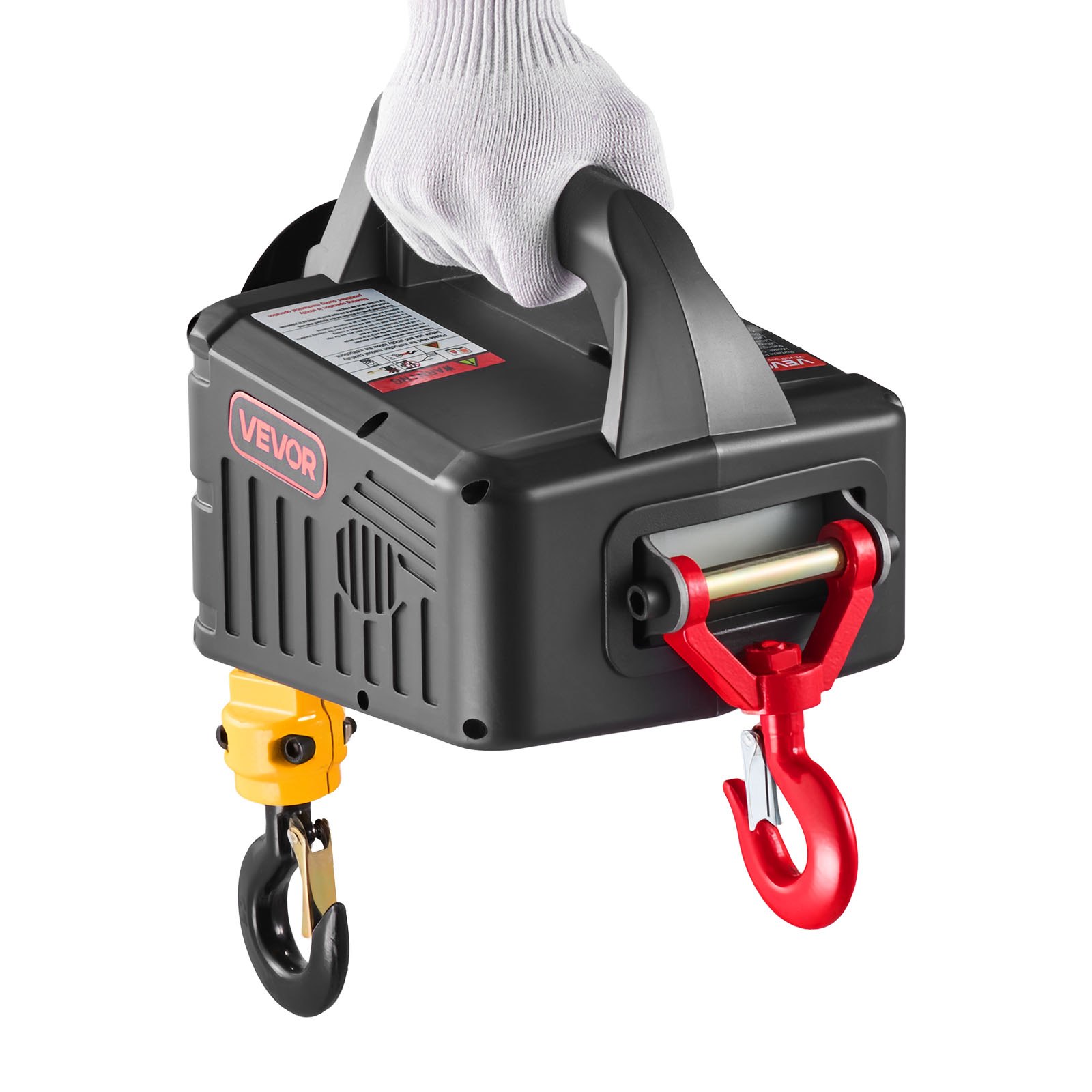 VEVOR Verricello Paranco Elettrico per Sollevamento di Carico, Capacità max. 500 kg, Argano Portatile da 1500 W, Altezza di Sollevamento 7,6 m, Telecomando Manuale e Wireless da Officina Garage