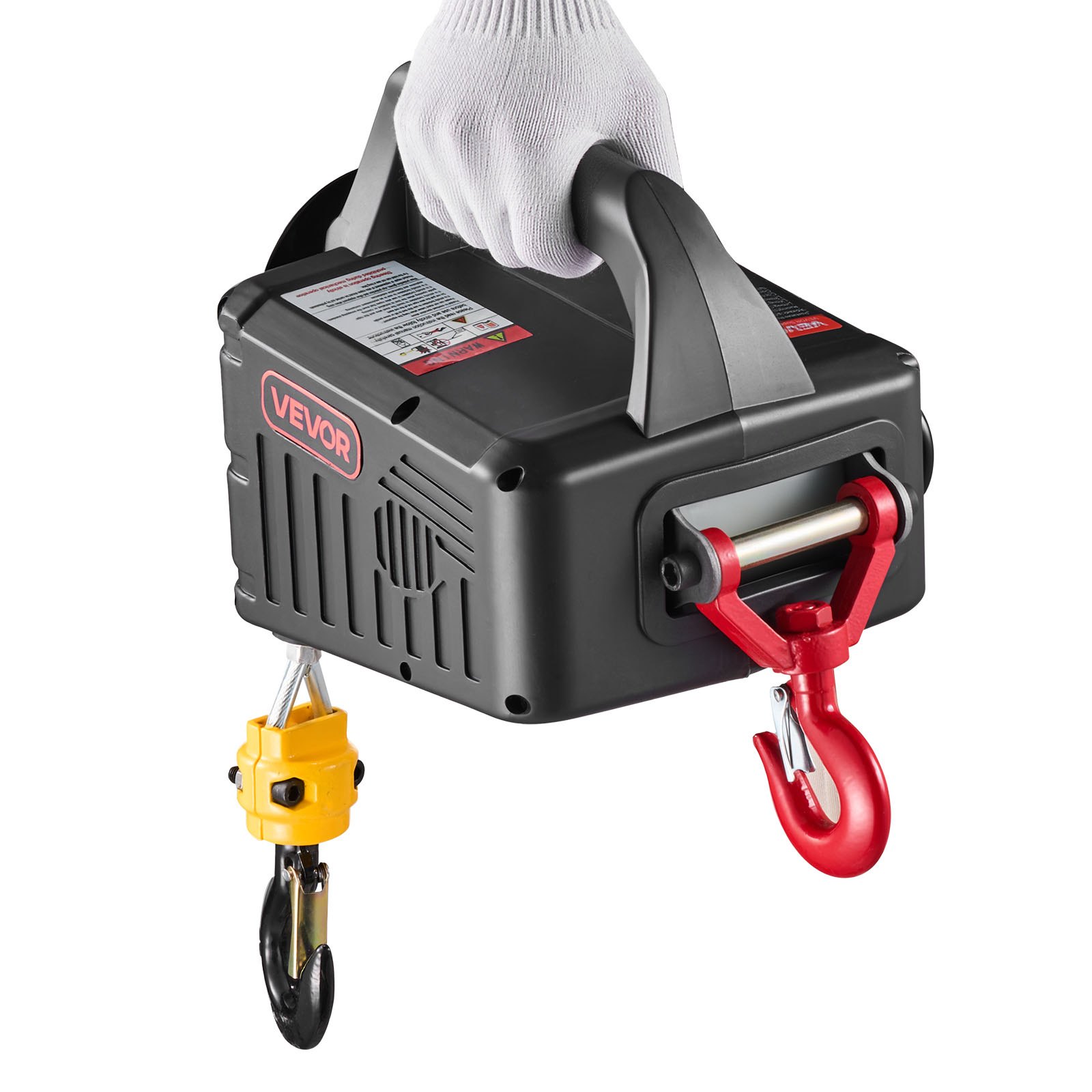 VEVOR Paranco Verricello Elettrico per Sollevamento di Carico Capacità max. 500 kg, Gru Portatile con Argano da 1500 W, Altezza di Sollevamento 7,6 m, Paranco Manuale Telecomandato Cablato