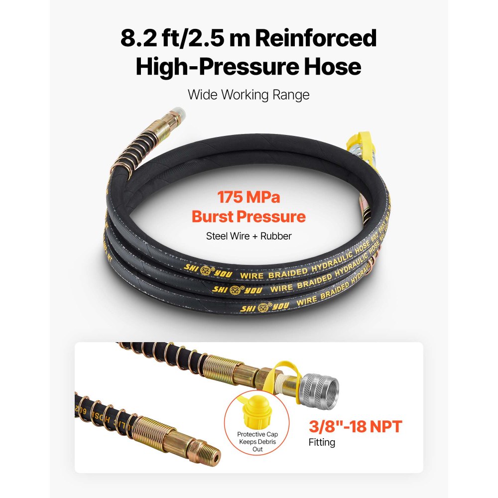 VEVOR Pompa Idraulica Elettrica 750 W a Effetto Singolo 10000 PSI, Pompa Elettroidraulica con Interruttore a Pedale, Centralina Idraulica con Serbatoio Olio Capienza 8 Litri per Punzonatrua Piegatura