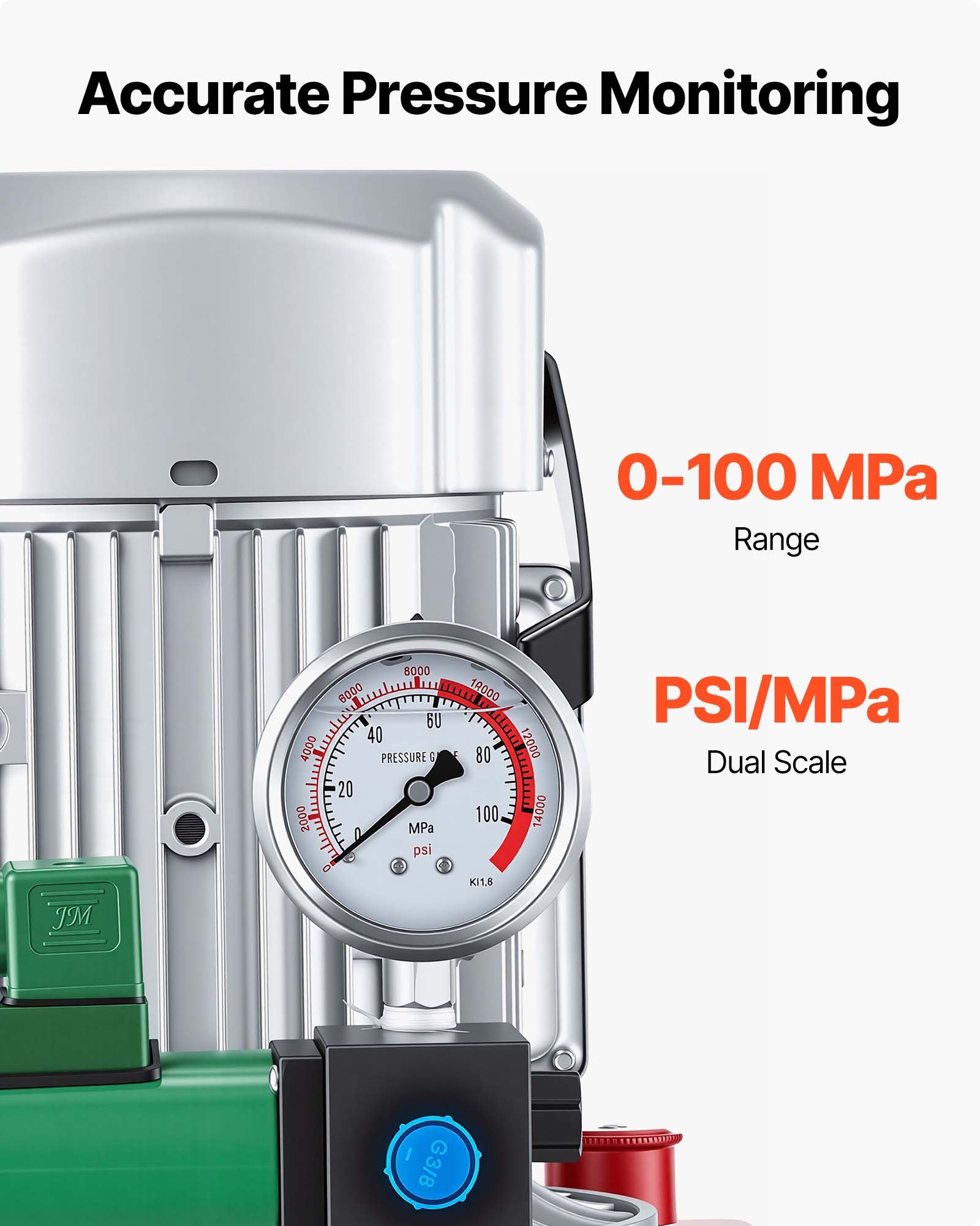 VEVOR Pompa Idraulica Elettrica 750 W a Effetto Singolo 10000 PSI, Pompa Elettroidraulica con Interruttore a Pedale, Centralina Idraulica con Serbatoio Olio Capienza 8 Litri per Punzonatrua Piegatura