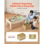 VEVOR Tavolo Ferroviario con Treni Binari Giocattolo, 84 Pezzi Multicolore in Legno, Set di Trenini in Legno con Contenitore Pieghevole per Giocare, Disegnare, Set di Giocattoli Creativi per Bambini