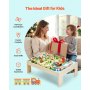 VEVOR Tavolo Ferroviario con Treni Binari Giocattolo, 120 Pezzi Multicolore in Legno, Set di Trenini in Legno con Contenitore Pieghevole per Giocare, Disegnare, Set Giocattoli Creativi per Bambini