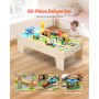 VEVOR Tavolo Ferroviario con Treni Binari Giocattolo in Legno 62 PZ per Bambini