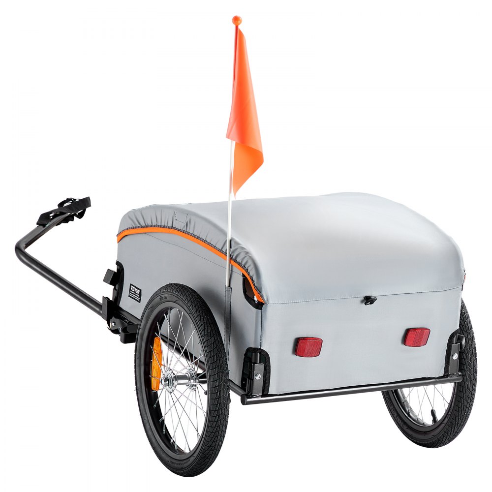 VEVOR Rimorchio Bicicletta, Capacità Carico 45 kg, Carrello da Trasporto, Stoccaggio Compatto Pieghevole con Gancio, Copertura Impermeabile, Posizione di Montaggio Asse Posteriore