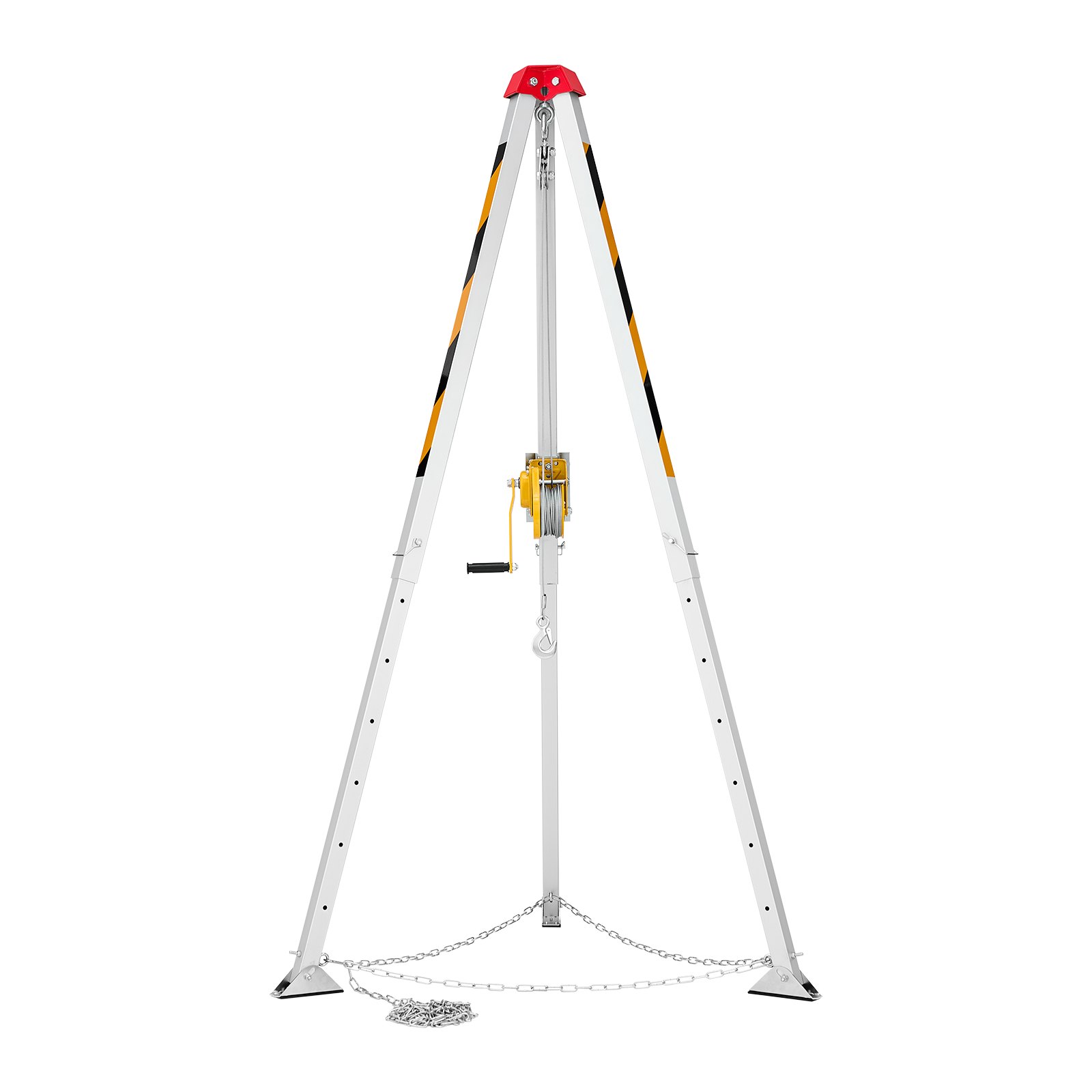 VEVOR Kit Treppiede per Spazi Confinati, Paranco di Sollevamento per Treppiede di Salvataggio per Impieghi Gravosi, Verricello da 544 kg, Gambe Regolabili da 1,34 a 2,15 m, Cavo da 19,8 m