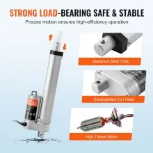 VEVOR Attuatore lineare 12V, Attuatore lineare ad alta velocità da 0,55"/s da 6 pollici, Attuatore di movimento lineare da 220 libbre/1000 N con staffa di montaggio e protezione IP54