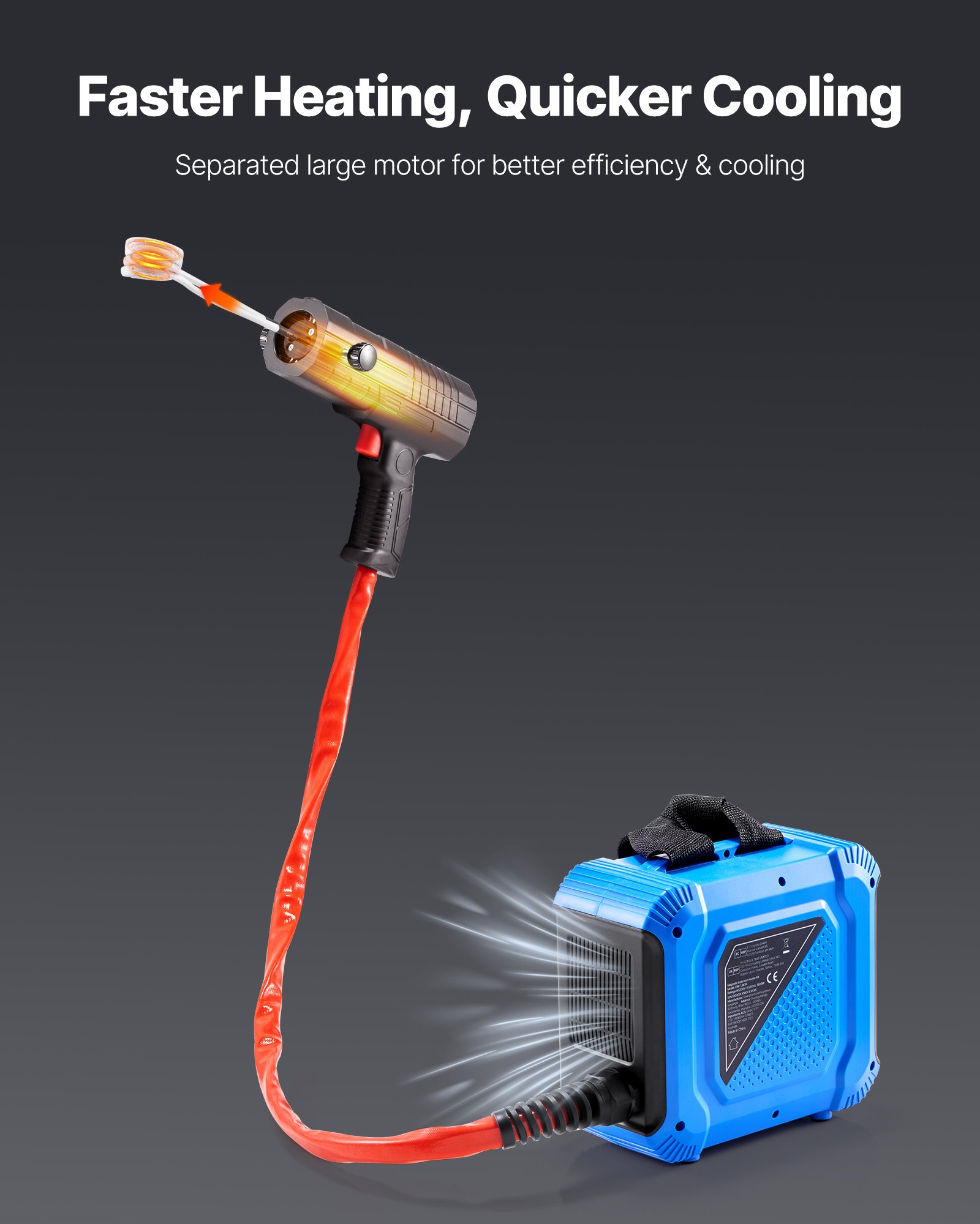 VEVOR Rimozione Bulloni Riscaldatore a Induzione, 1800 W 230 V, Strumento Portatile per la Rimozione di Dadi, Mini Macchina Riscaldante per la Rimozione di Viti Arrugginite, con 4 Bobine