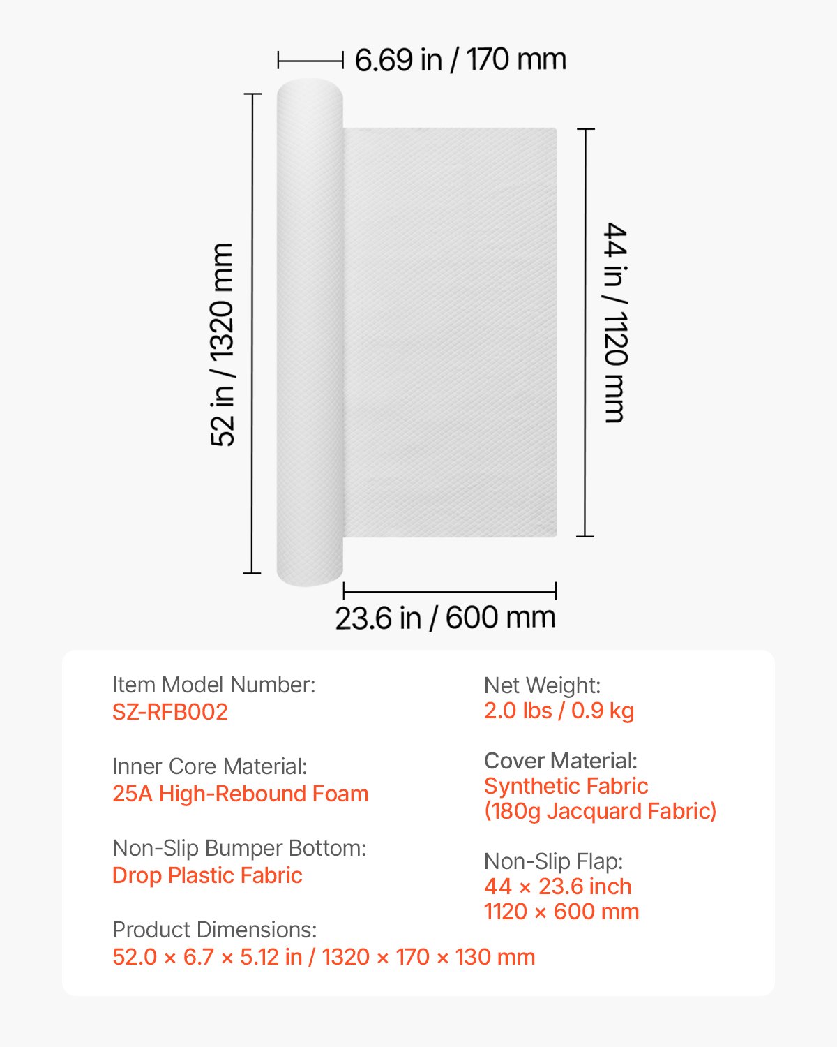 VEVOR Paracolpi per Letto per Bambini Piccoli, 1320 x 170 x 130 mm, Protezione per Sponda Letto in Schiuma ad Alto Rimbalzo con Fodera Lavabile in Lavatrice per Letti Singoli, Matrimoniali