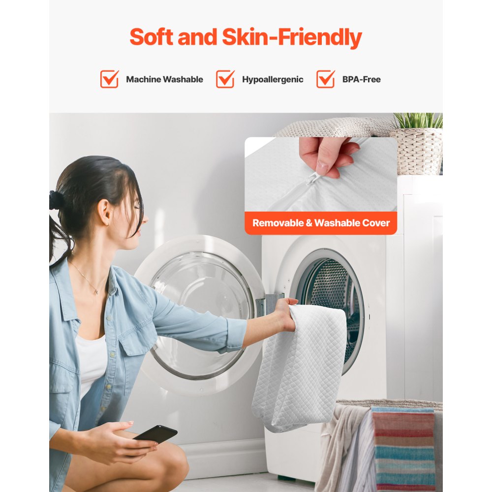 VEVOR Paracolpi per Letto per Bambini Piccoli, 1420 x 152 x 110 mm, Protezione per Sponda Letto in Schiuma ad Alto Rimbalzo con Fodera Lavabile in Lavatrice per Letti Singoli, Matrimoniali