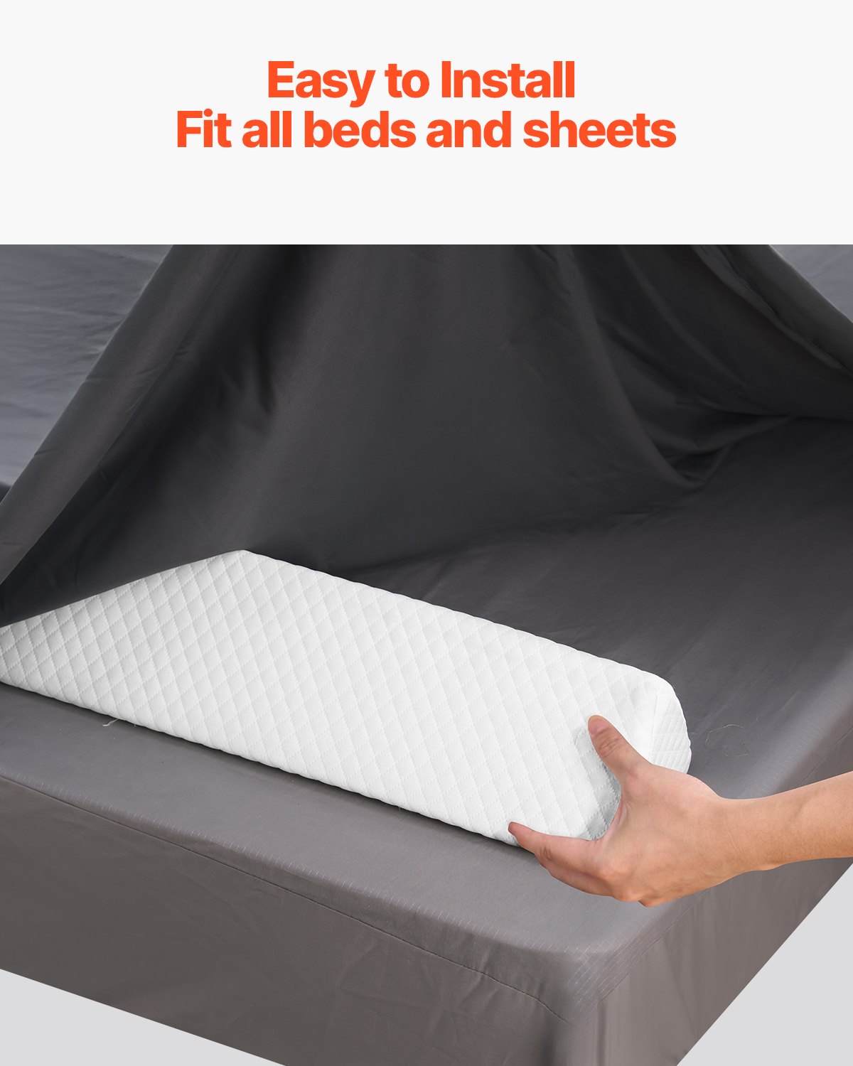 VEVOR Paracolpi per Letto per Bambini Piccoli, 1420 x 152 x 110 mm, Protezione per Sponda Letto in Schiuma ad Alto Rimbalzo con Fodera Lavabile in Lavatrice per Letti Singoli, Matrimoniali