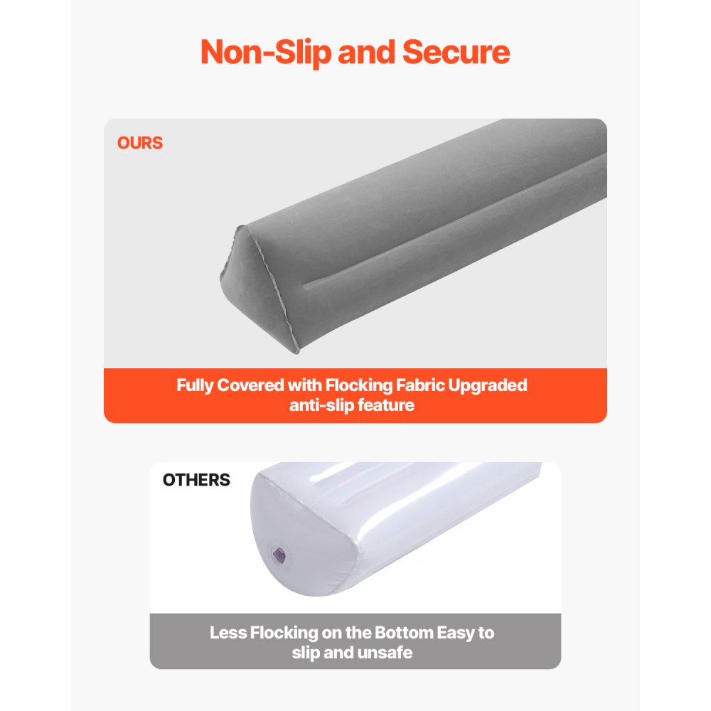 VEVOR Bed Rail 1205x160x180mm, Inflatable Bed Guard Rail with Hand Pump, Non-Slip, Bed Rail for Toddlers, for Single, Full, Queen & King Size Beds, Lightweight & Portable (Set of 2)