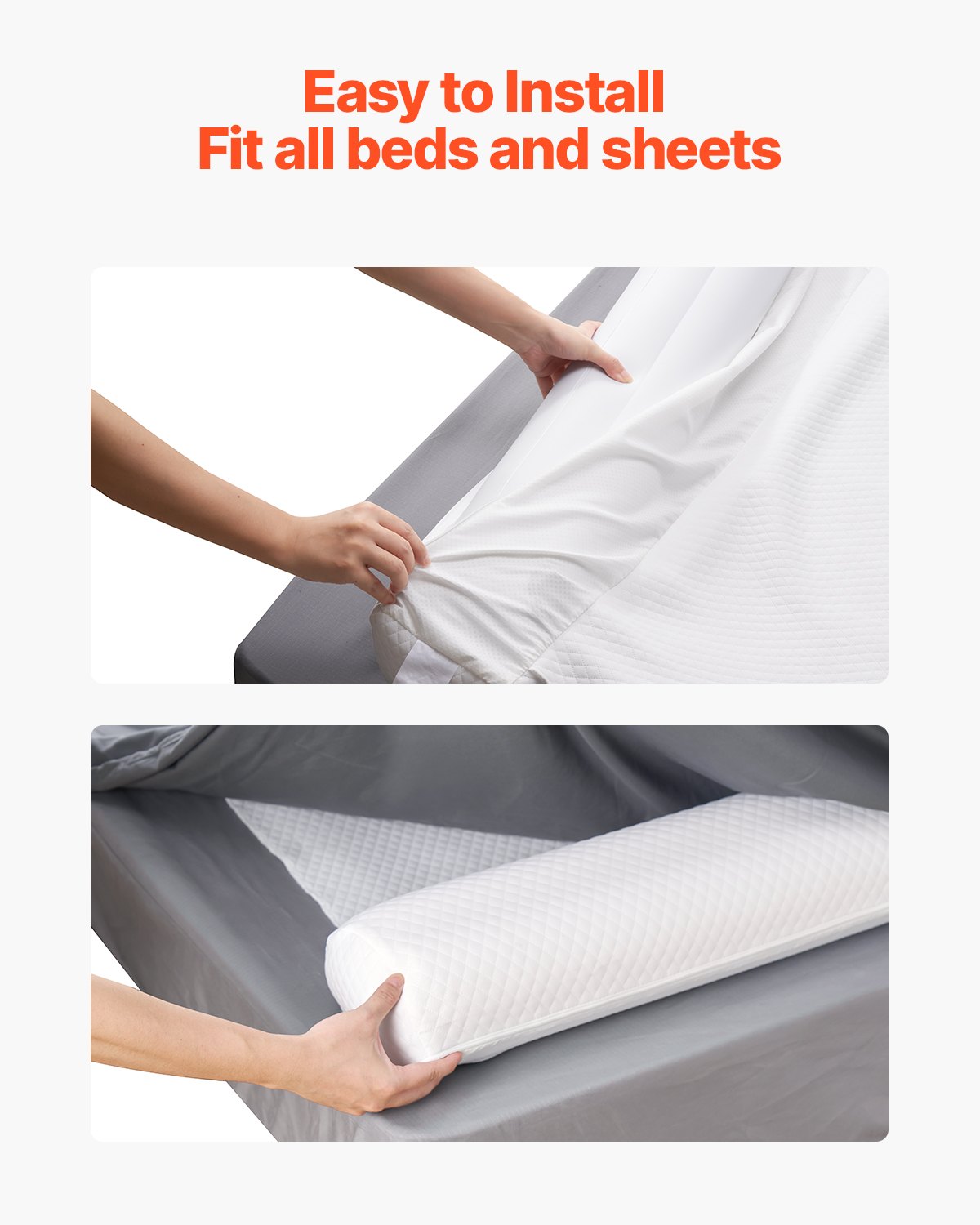 VEVOR Paracolpi per Letto per Bambini Piccoli, 1320 x 180 x 120 mm di Protezione per Letto Gonfiabile con Aletta di Sicurezza Fondo Antiscivolo Fodera Lavabile, per Letti Portatile 2 Pezzi