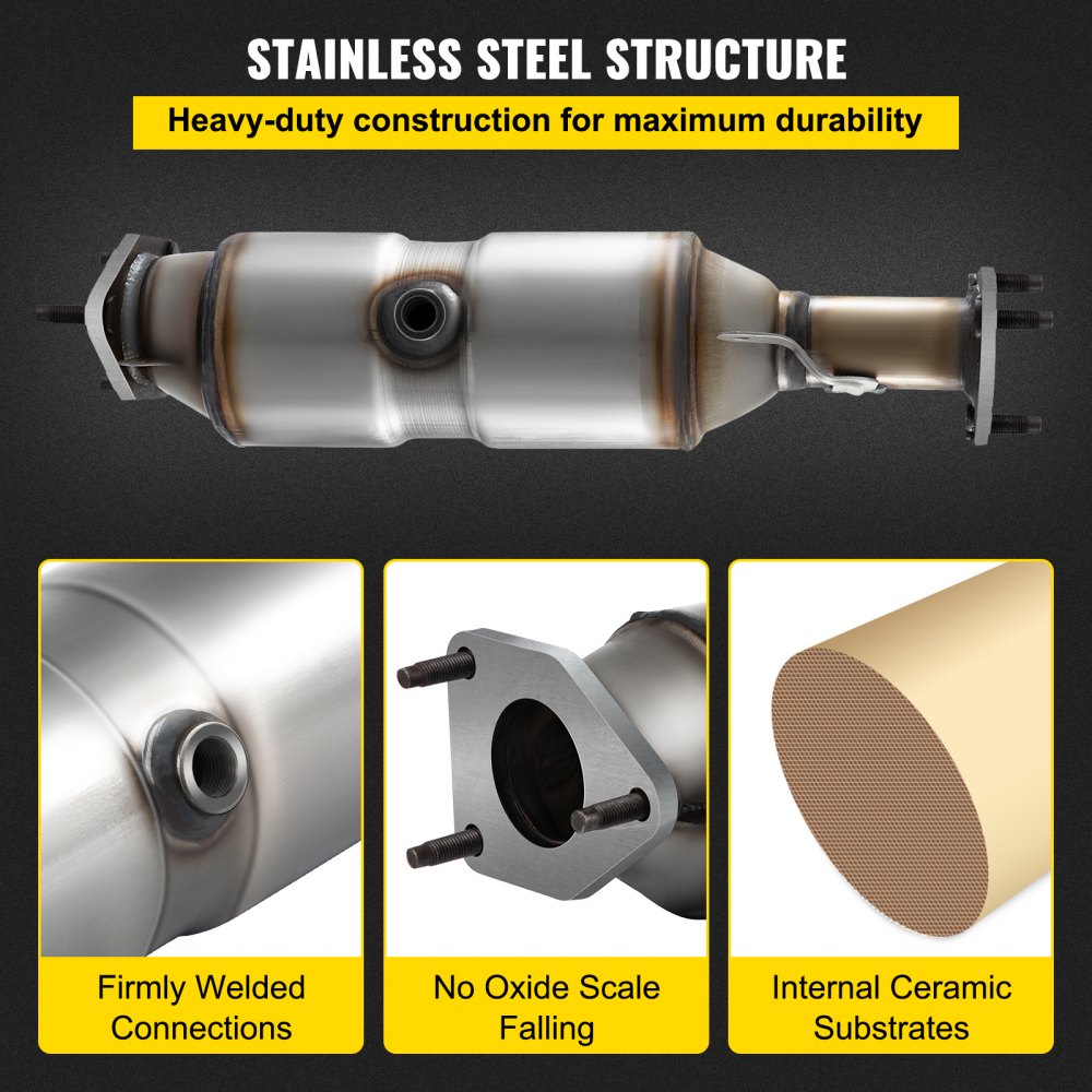 VEVOR Direct Catalytic Converter for Honda Accord 2003-2007 Internal Ceramic Substrates 400 Cells Screw Connections Stainless Steel Construction High-Flow OEM Design