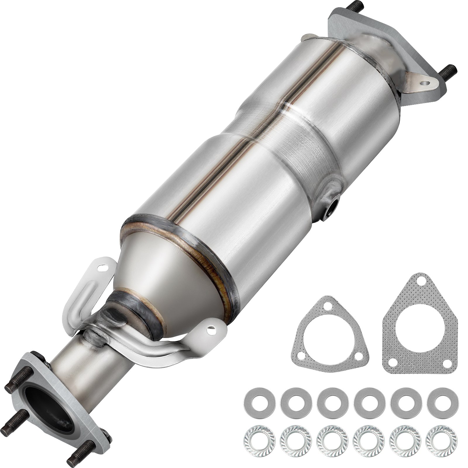 VEVOR Direct Catalytic Converter for Honda Accord 2003-2007 Internal Ceramic Substrates 400 Cells Screw Connections Stainless Steel Construction High-Flow OEM Design