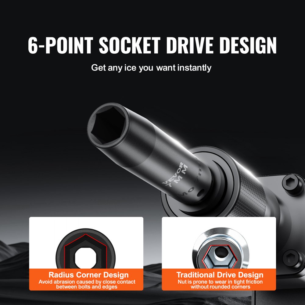 VEVOR Set di Bussole a Impatto 9,5 mm Set di 90 Bussole 6-19 mm per Avvitatore a Percussione in Acciaio Legato Cr-Mo, Set Chiavi a Bussole Durezza HRC 42-48 Accessori in Valigetta per Riparazione Auto